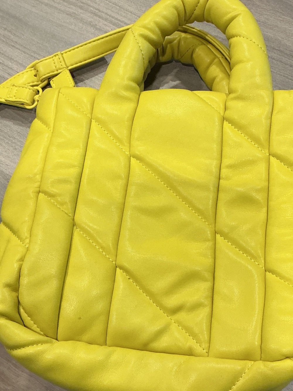 Zara Yellow Quilted Puffer Shoulder Mini Tote Bag